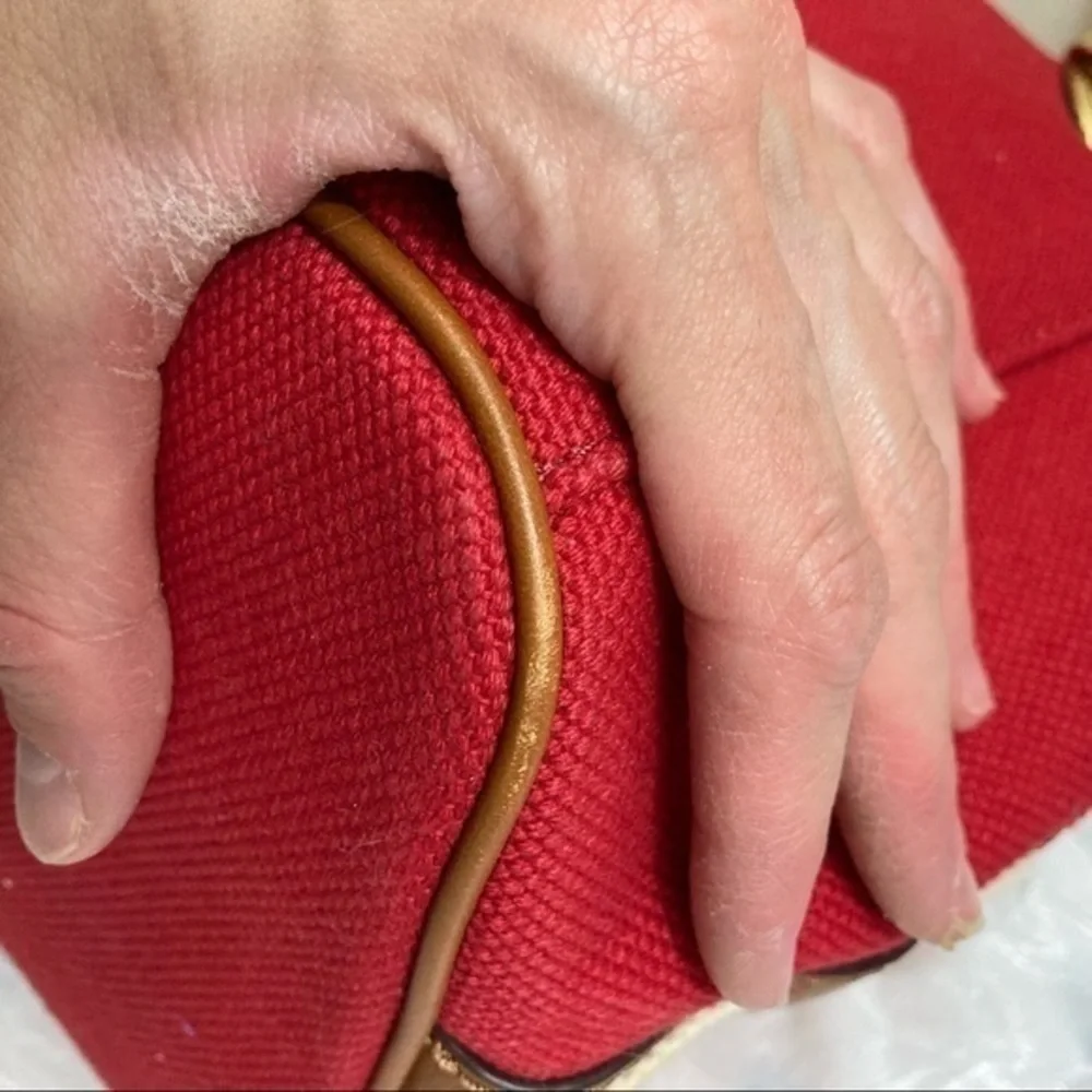 Michael kors red canvas sailing anchor tote bag
